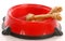 Dog food dish and bones