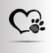 Dog footprint print paw foot shape illustration pet animal heart