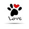 Dog footprint print paw foot shape illustration pet animal heart