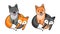 Dog and fox. Friendship. Cute cartoon characters. Sticker, patch, badge, pin for kids, children, babies.