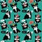 Dog French bulldog happy animals color seamless pattern.