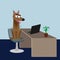 Dog friendly office concept, funny vector character