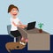 Dog friendly office concept, funny vector characters