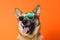 dog funny background cute  animal pet smile happy sunglasses portrait. Generative AI.
