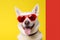 dog  funny portrait animal pet cute smile young background sunglasses. Generative AI.