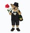Dog gentleman with red rose 2
