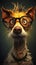 Dog Glasses Head Collar Shocked Expression Cute Cartoon Teacher