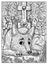 Dog on grave. Black and white mystic concept for Lenormand oracle tarot card