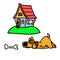 Dog guarding house sleeping illustration