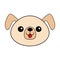 Dog happy round face head icon. Contour line silhouette. Brown color. Cute cartoon puppy character. Kawaii animal. Funny baby pooc