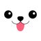 Dog happy square face head icon. Pink tongue out. Contour line silhouette. Funny baby pooch. Cute cartoon puppy character. Kawaii