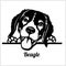 Dog head, Beagle breed, black and white illustration