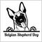 Dog head, Belgian Shepherd Dog breed, black and white illustration