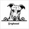 Dog head, Greyhound breed, black and white illustration