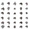 Dog head silhouette icon set Different dos breed Pet