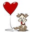 Dog with heart balloon