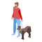 Dog helps a blind person icon, isometric style