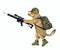 Dog holds rifle with optical sight