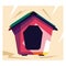 dog house design illustration popart