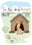 In the dog house embroidery illustration