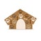Dog hut. Brown colored paw print with bone and dog home