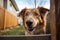 dog inside a fenced backyard