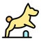 Dog jump icon vector flat