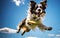 A dog jumps in the air to catch a frisbee. Generative AI