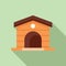 Dog kennel icon flat vector. Pet care home cabin