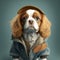 Dog king charles spaniel generative ai. Spaniel cavalier cute puppy in brown hair grooming
