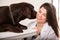 Dog kissing veterinarian