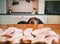 Dog kitchen sandwich view hypnosis upbringing eat