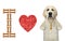 Dog labrador loves heart shaped sausage