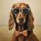 Dog Le Mal De Mer I: Dachshund With Sunglasses In Oil On Canvas