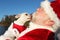 Dog Licking Santa\'s Beard