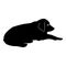 Dog lie on street Pet lying on ground Relaxed doggy icon black color illustration