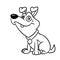 Dog little sitting smile animal character  cartoon illustration coloring page