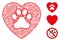 Dog Love Heart Polygonal Web Vector Mesh Illustration
