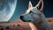 Dog on the moon closeup shot, generative AI