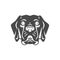 Dog muzzle puppy face portrait monochrome icon vector illustration. Doggy nursery canine breeding