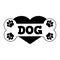 Dog name plate logo for dog house. Bone, paws and heart. Clipart and drawing. Vector illustration on white background.