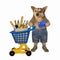 Dog near plastic trolley of food 2