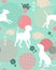 Dog new year seamless pattern in trendy colors. Chinese 2018 seamless background, Holiday invitation vector background