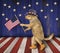 Dog patriot holding usa flag 3