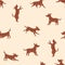 Dog pattern with dog in different poses, runs, walks and sits