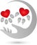 Dog paw and cat paw, heart for animals logo