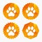 Dog paw with clutches sign icon. Pets symbol.