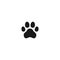 Dog paw footprint black vector sign.