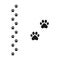 Dog paw footprint black vector sign with footpath trace.