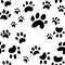 Dog paw print vector, seamless wallpaper pattern of cute dog footprints